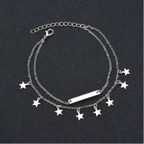 Anklet Chain Double-layer Five-pointed Star Ankle Bracele Jewelry Set for Women and Girls