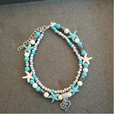 "Ocean Series"Pendant Starfish Pearl Turtle Vintage Anklets Bracelet Multiple Layered  Beach Anklets Foot Chain Jewelry for Women