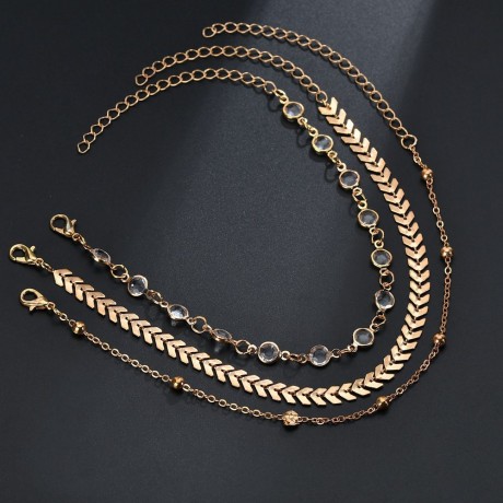 Double Chain Anklet Ethnic Vintage Charm Double Layered Stone Beads Anklet Chain 