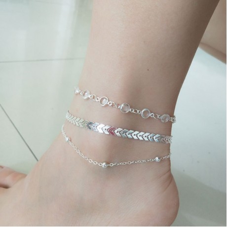 Double Chain Anklet Ethnic Vintage Charm Double Layered Stone Beads Anklet Chain 