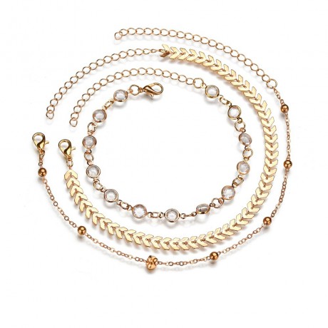Double Chain Anklet Ethnic Vintage Charm Double Layered Stone Beads Anklet Chain 
