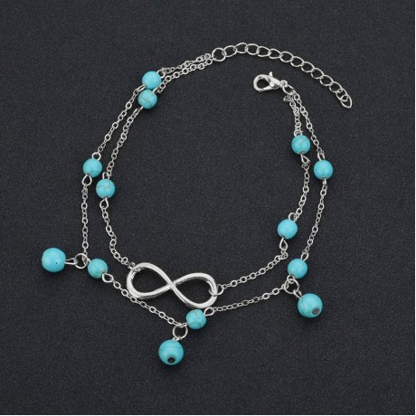  Fashion Jewelry Anklet Bracelet Multiple Layered Turquoise Anklet Chain for Women