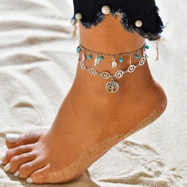 Women Waves Shell Beach Ankle Bracelet Adjustable Foot Chain Sandal Jewelry 