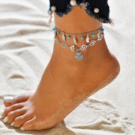 Women Waves Shell Beach Ankle Bracelet Adjustable Foot Chain Sandal Jewelry