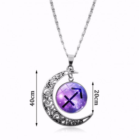 Gems Necklace Half Moon Pendant Necklace Three Pieces Jewelry Set Pendant Necklace Earrings Bracelet  