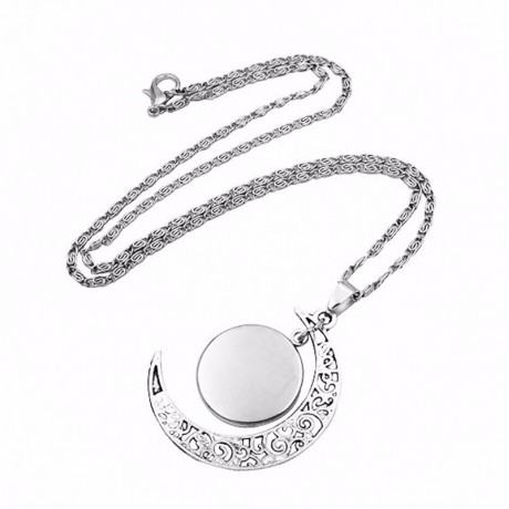 Gems Necklace Half Moon Pendant Necklace Three Pieces Jewelry Set Pendant Necklace Earrings Bracelet  