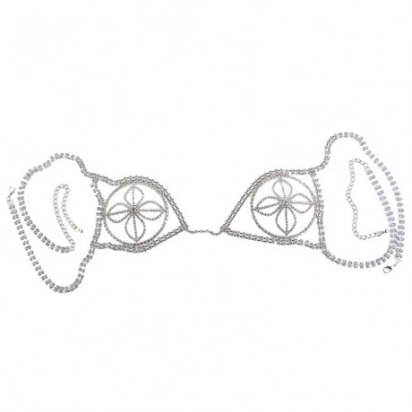 Sexy Harness Bikini  Body Necklace Chains Harness Openwork Flower Shape Body Crystal Chain