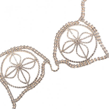 Sexy Harness Bikini  Body Necklace Chains Harness Openwork Flower Shape Body Crystal Chain