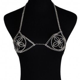 Sexy Harness Bikini  Body Necklace Chains Harness Openwork Flower Shape Body Crystal Chain 