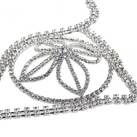 Sexy Harness Bikini  Body Necklace Chains Harness Openwork Flower Shape Body Crystal Chain