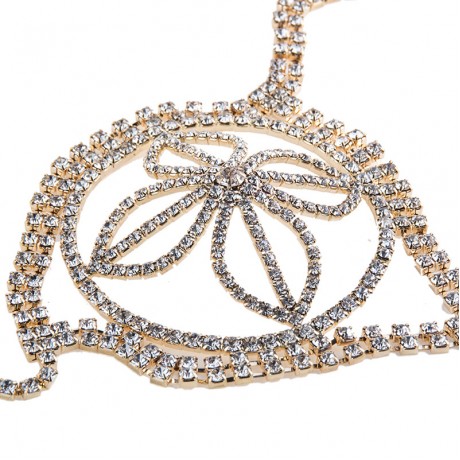 Sexy Harness Bikini  Body Necklace Chains Harness Openwork Flower Shape Body Crystal Chain