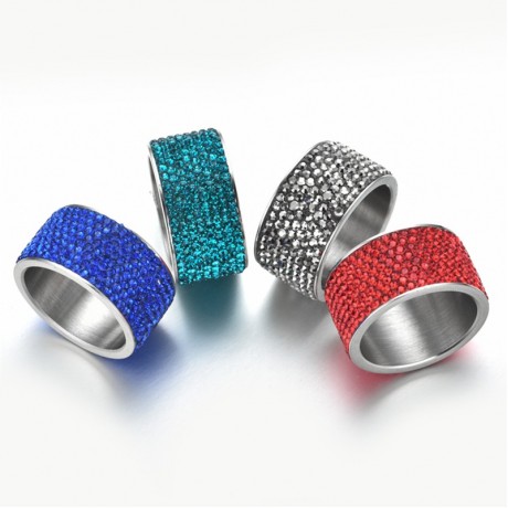 Crystal Titanium Steel Band 8 Rows Diamond Band Rings For Men Or Women(7-13)