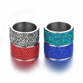 Crystal Titanium Steel Band 8 Rows Diamond Band Rings For Men Or Women(7-13) 