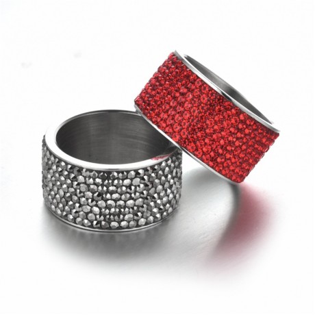 Crystal Titanium Steel Band 8 Rows Diamond Band Rings For Men Or Women(7-13)