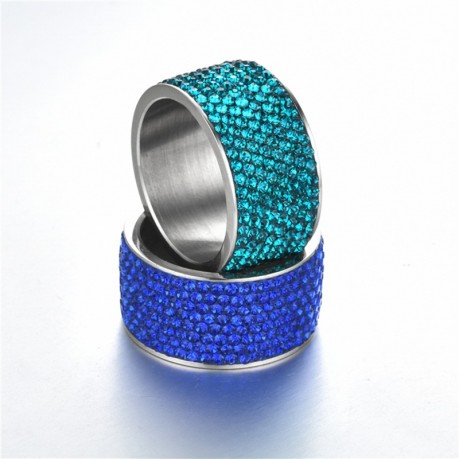 Crystal Titanium Steel Band 8 Rows Diamond Band Rings For Men Or Women(7-13)