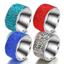 Crystal Titanium Steel Band 8 Rows Diamond Band Rings For Men Or Women(7-13)