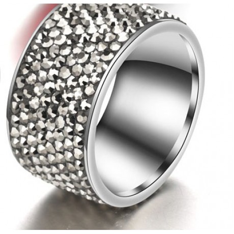 Crystal Titanium Steel Band 8 Rows Diamond Band Rings For Men Or Women(7-13)