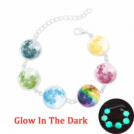 Jewelry Galaxy Starry Moon Bracelet Gemstone Luminous Bracelet with Charms for Men and Women 