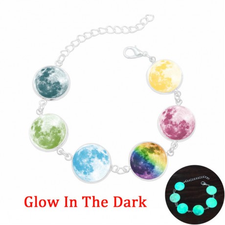 Jewelry Galaxy Starry Moon Bracelet Gemstone Luminous Bracelet with Charms for Men and Women