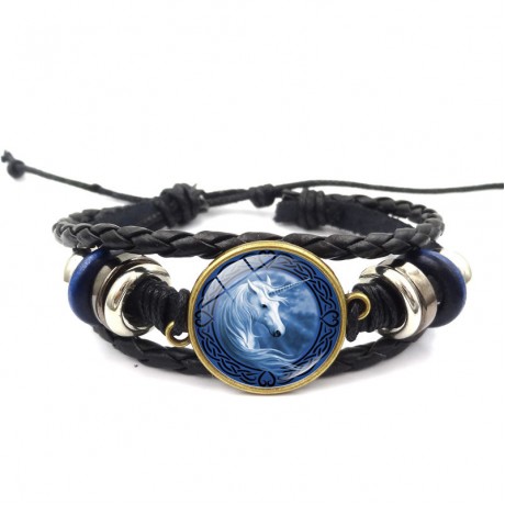 Unicorn Time Gemstone Handmade Leather Bracelet Vacation Gift For Women