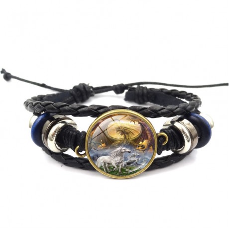 Unicorn Time Gemstone Handmade Leather Bracelet Vacation Gift For Women