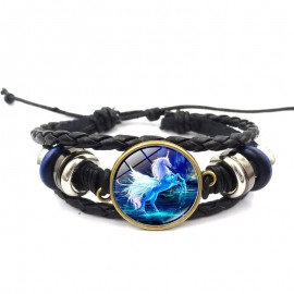 Unicorn Time Gemstone Handmade Leather Bracelet Vacation Gift For Women 
