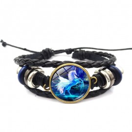Unicorn Time Gemstone Handmade Leather Bracelet Vacation Gift For Women