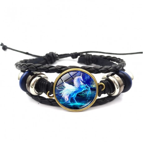 Unicorn Time Gemstone Handmade Leather Bracelet Vacation Gift For Women