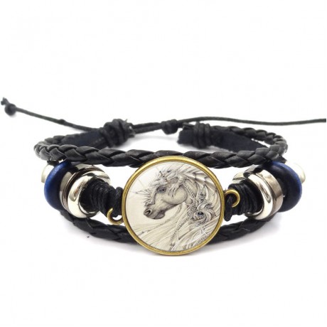 Unicorn Time Gemstone Handmade Leather Bracelet Vacation Gift For Women