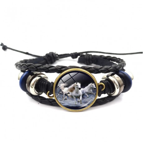 Unicorn Time Gemstone Handmade Leather Bracelet Vacation Gift For Women
