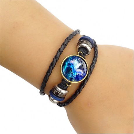 Unicorn Time Gemstone Handmade Leather Bracelet Vacation Gift For Women