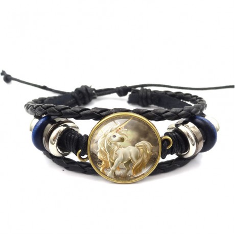 Unicorn Time Gemstone Handmade Leather Bracelet Vacation Gift For Women