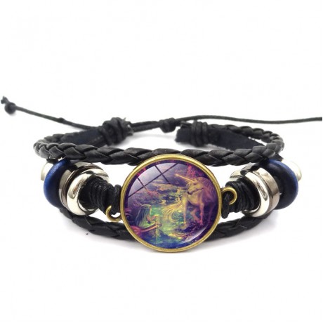 Unicorn Time Gemstone Handmade Leather Bracelet Vacation Gift For Women