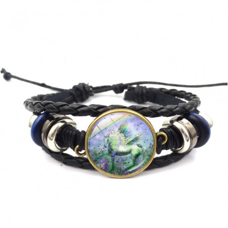 Unicorn Time Gemstone Handmade Leather Bracelet Vacation Gift For Women