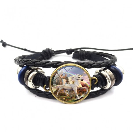 Unicorn Time Gemstone Handmade Leather Bracelet Vacation Gift For Women