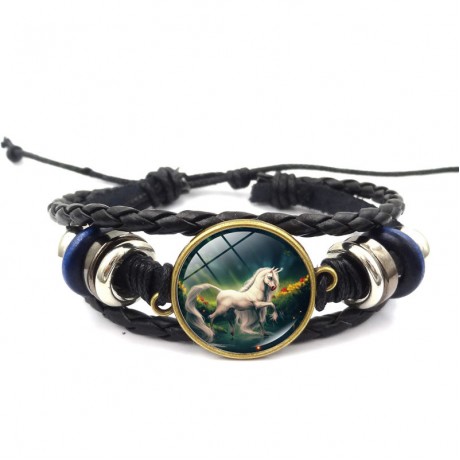 Unicorn Time Gemstone Handmade Leather Bracelet Vacation Gift For Women