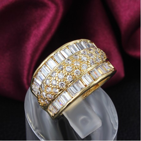 18K Crystal Gold Plated Azorite Ring for Women(6-8)