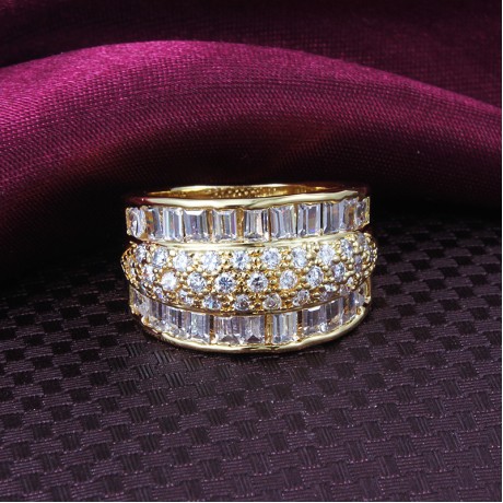 18K Crystal Gold Plated Azorite Ring for Women(6-8)