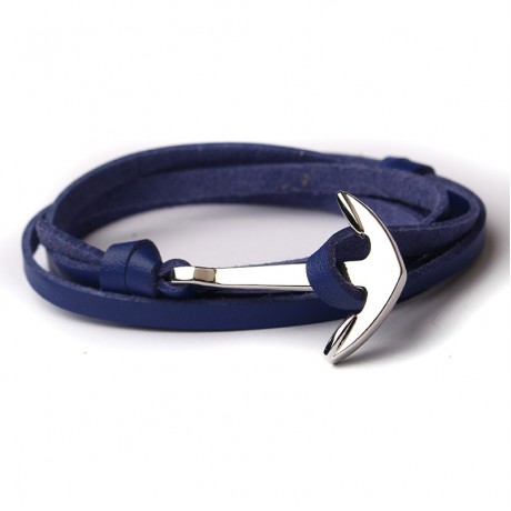 18K Gold Bonded Leather Anchor Bracelet For Women And Men