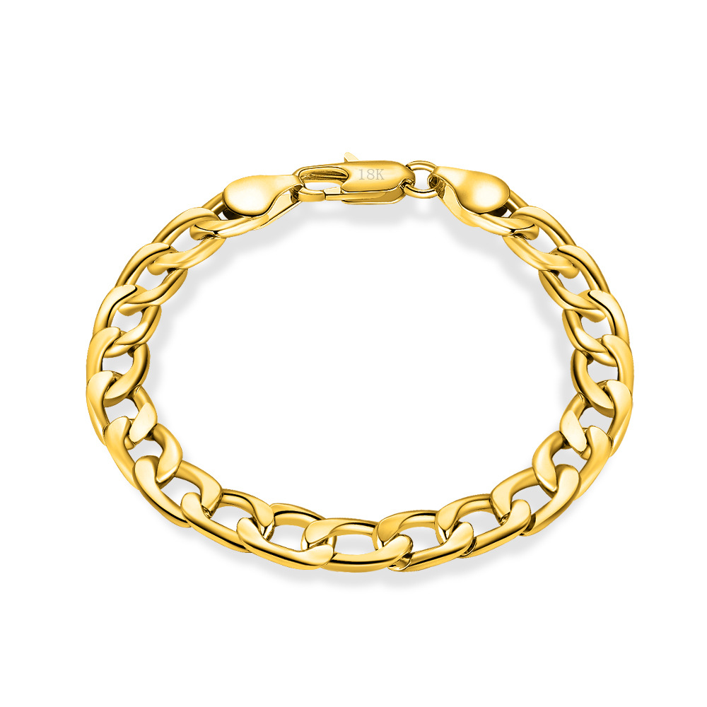 Chain Link Bracelet 6mm-12mm Wide 18K Gold/ Silver-Plated Bracelet for Women 