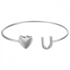 Women's & Girls  Heart Love 18K Gold Open Bracelet Cuff Metal Smooth Bracelet 