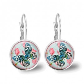 Butterfly Time Gem Earrings Series Round Glass for Women and Girls   