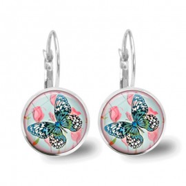 Butterfly Time Gem Earrings Series Round Glass for Women and Girls    