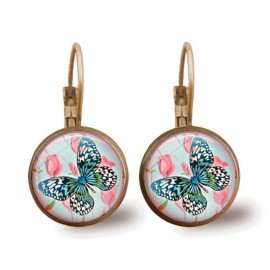 Butterfly Time Gem Earrings Series Round Glass for Women and Girls    