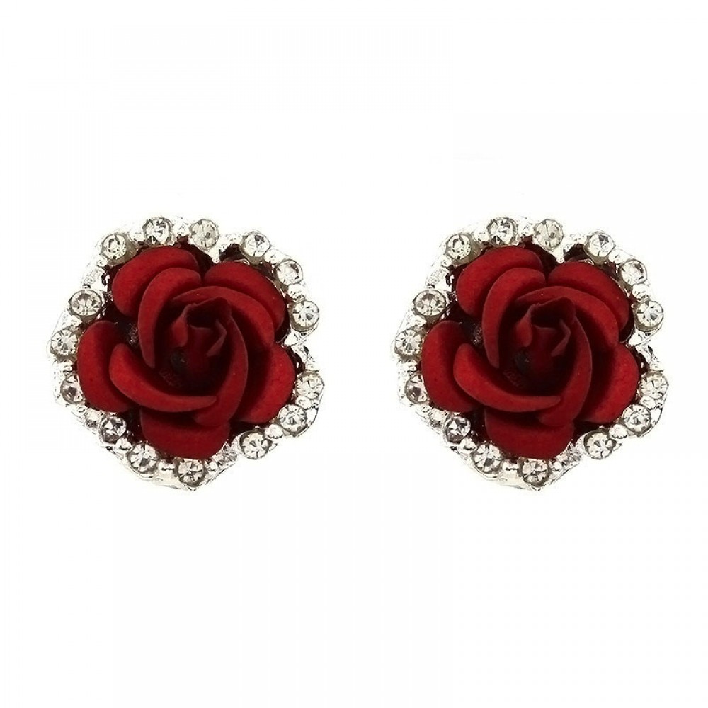 Fashion Diamond Rose Shape Earrings For Women