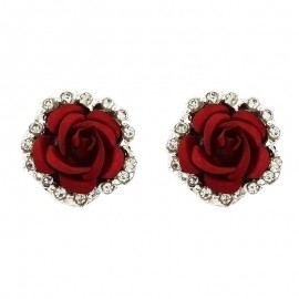 Fashion Diamond Rose Shape Earrings For Women