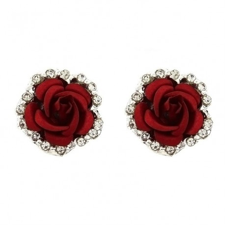 Fashion Diamond Rose Shape Earrings For Women