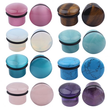 Fashion Natural Stone Multiple Sizes Available Plugs Earrings for Men And Women(4-16mm)