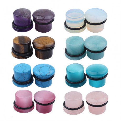 Fashion Natural Stone Multiple Sizes Available Plugs Earrings for Men And Women(4-16mm)