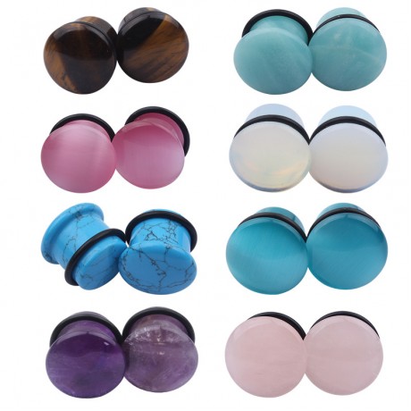 Fashion Natural Stone Multiple Sizes Available Plugs Earrings for Men And Women(4-16mm)